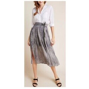 Anthropologie Maeve Annette Animal Print Midi Skirt